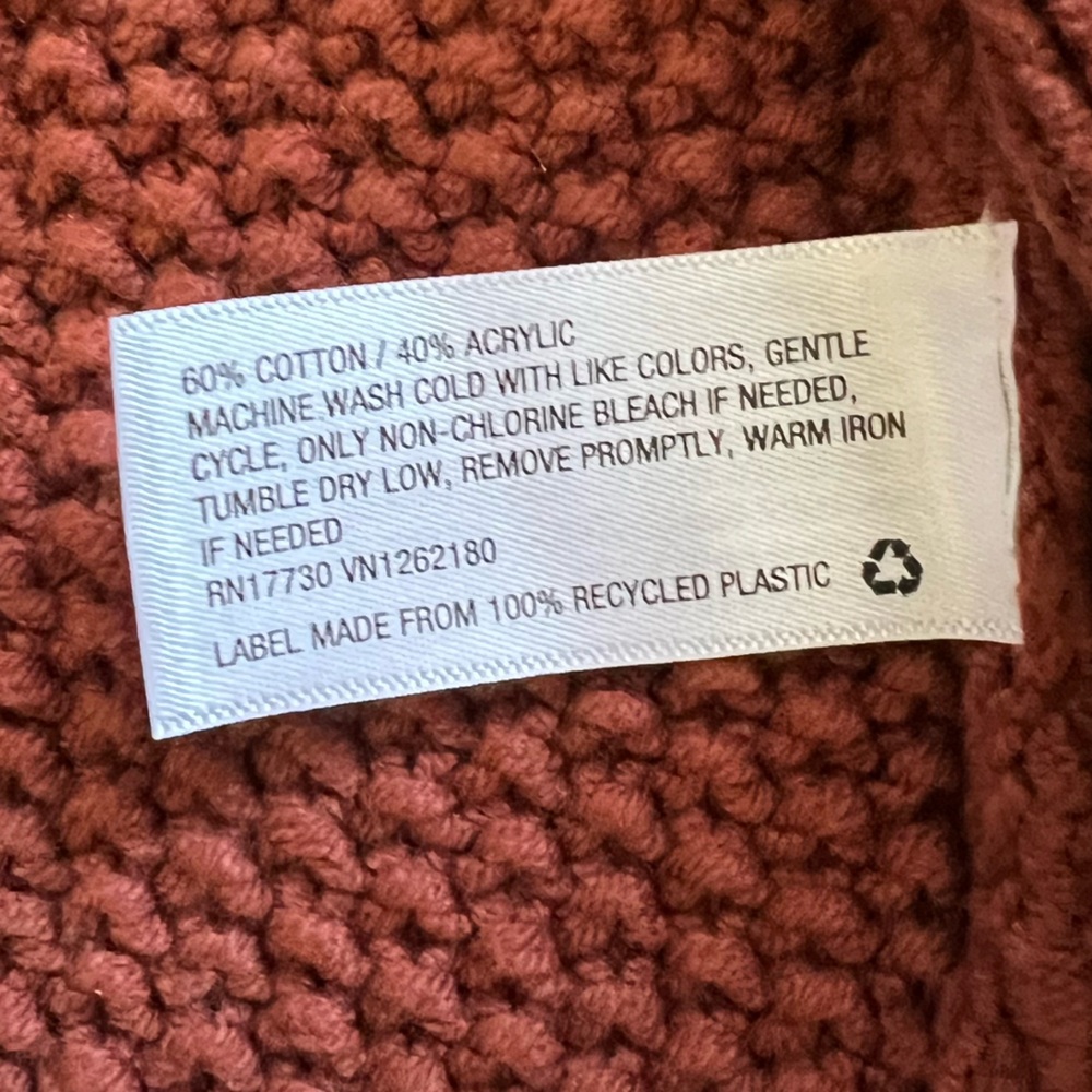 Universal Thread Rust Red Open Front Knit Ruffle Trim Cable Cardigan Size XS - Picture 6 of 9